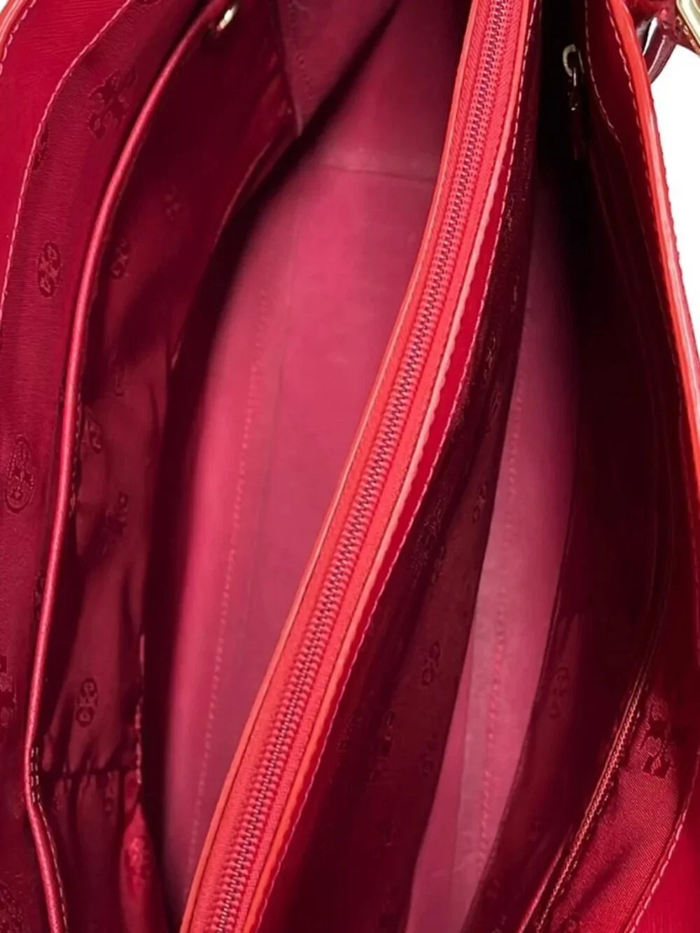 TORY BURCH Bordeaux Leather Shoulder Bag